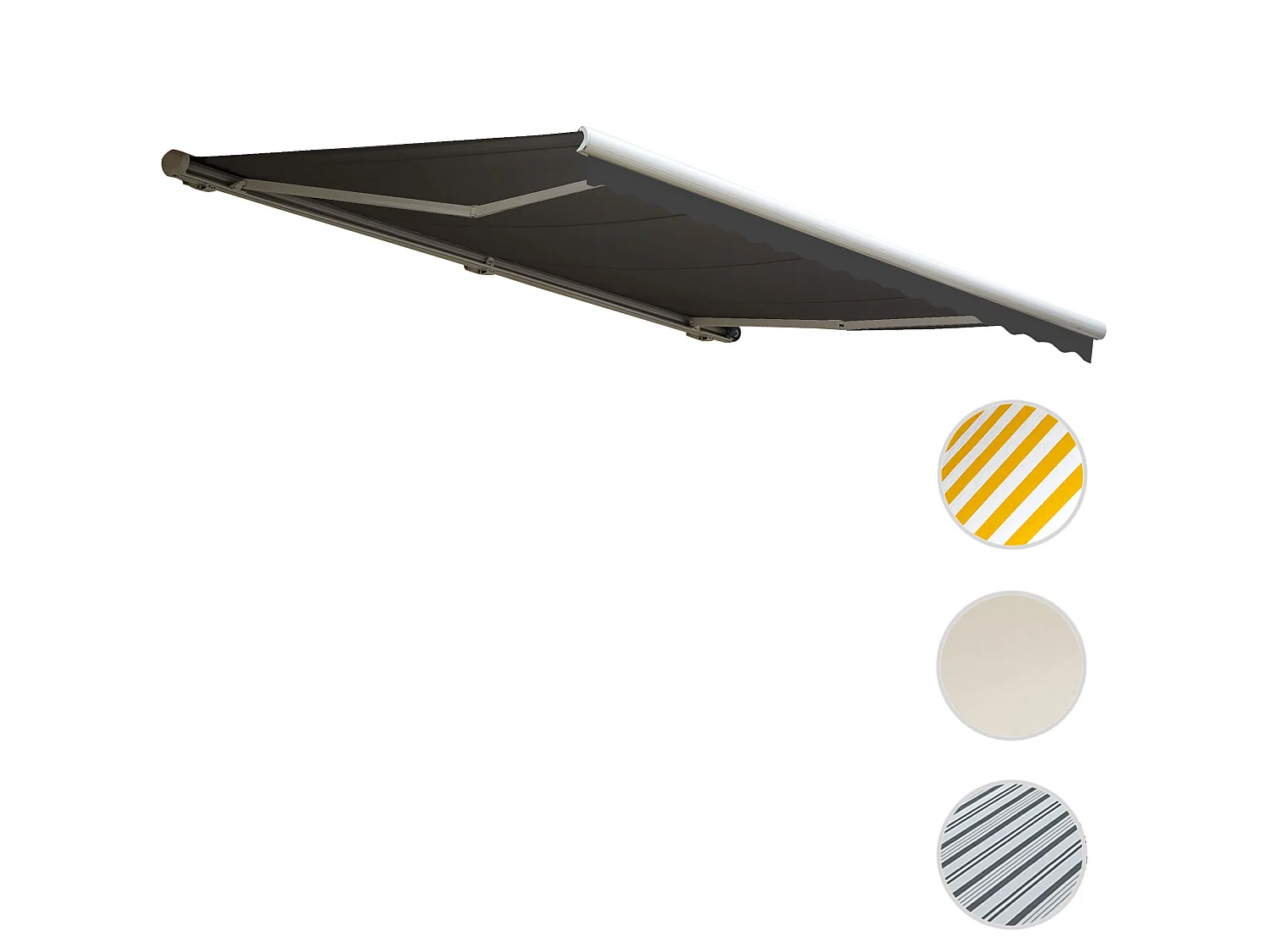 Kassetten-Markise H124 mit Volant, Polyester anthrazit