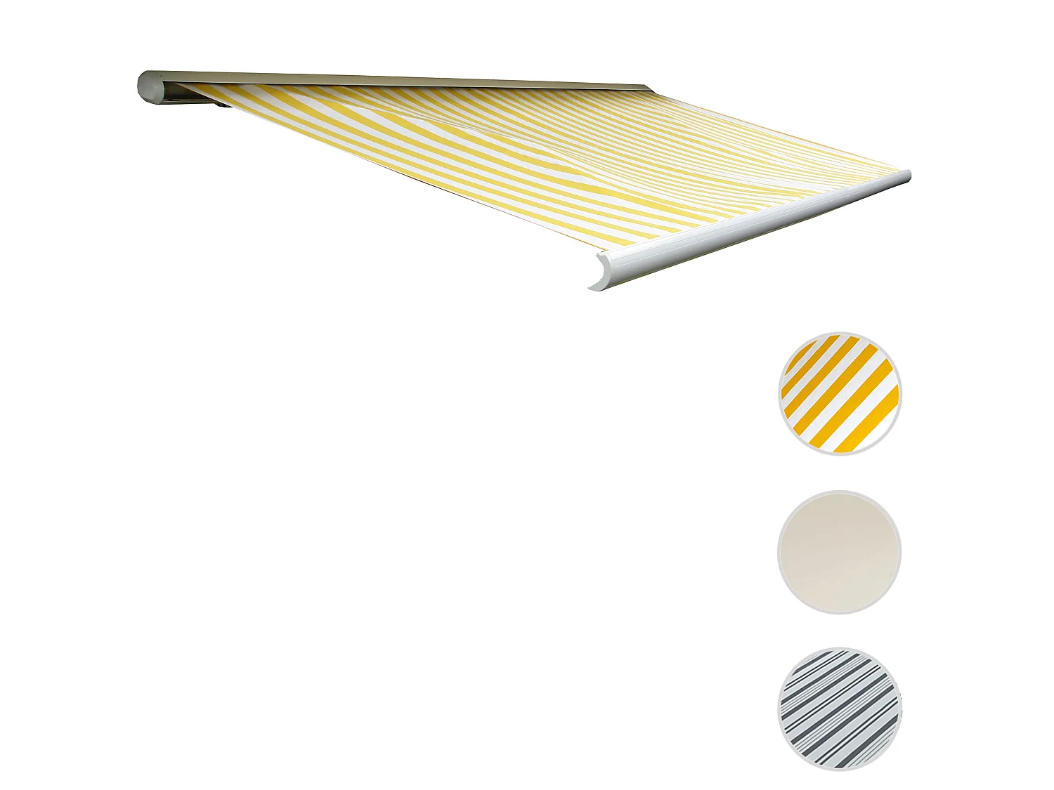 Elektrische Kassettenmarkise H122, Polyester Gelb/Weiß
