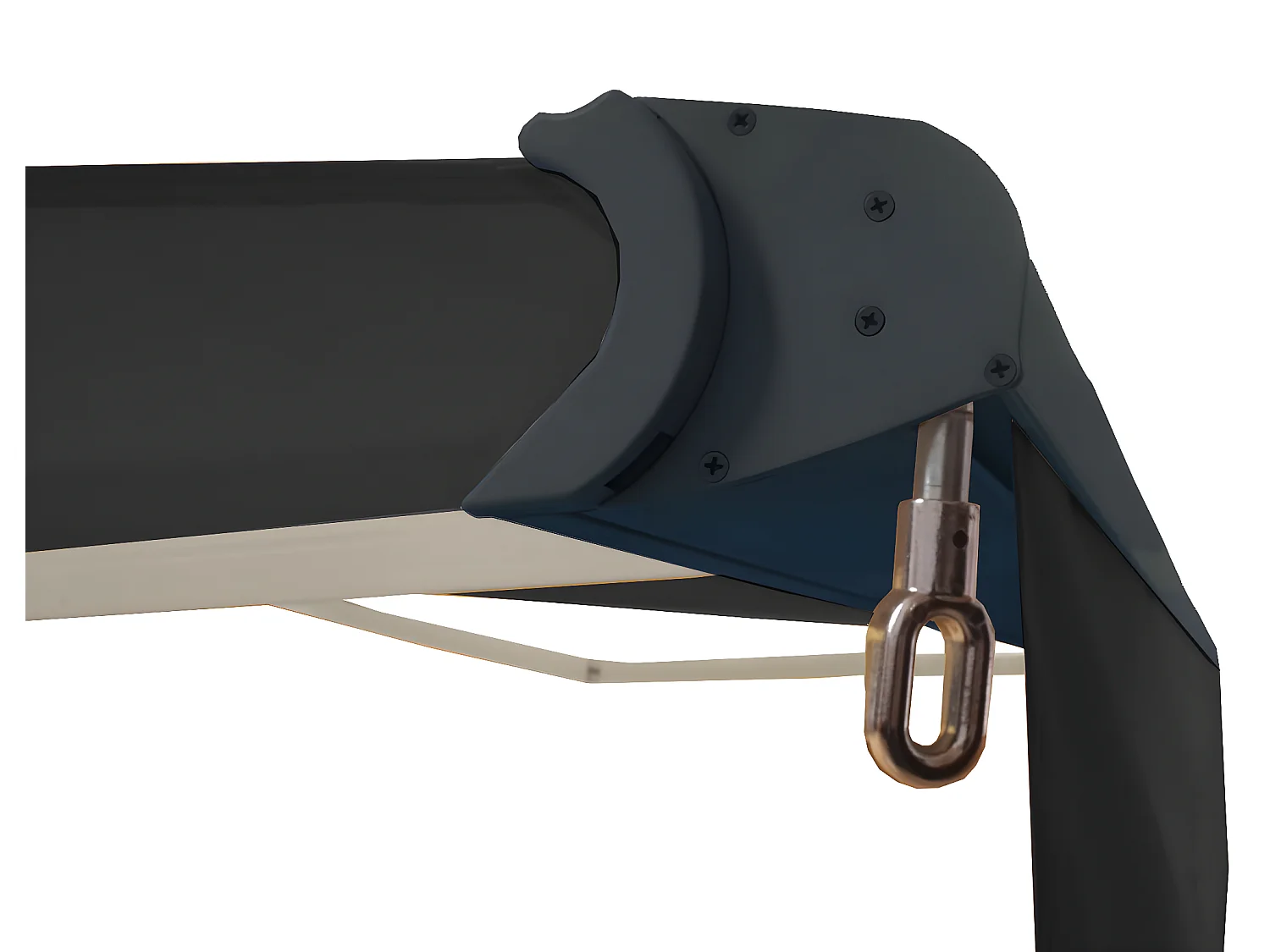 Kassetten-Markise H124 Volant ausfahrbar, Polyester anthrazit, anthrazit