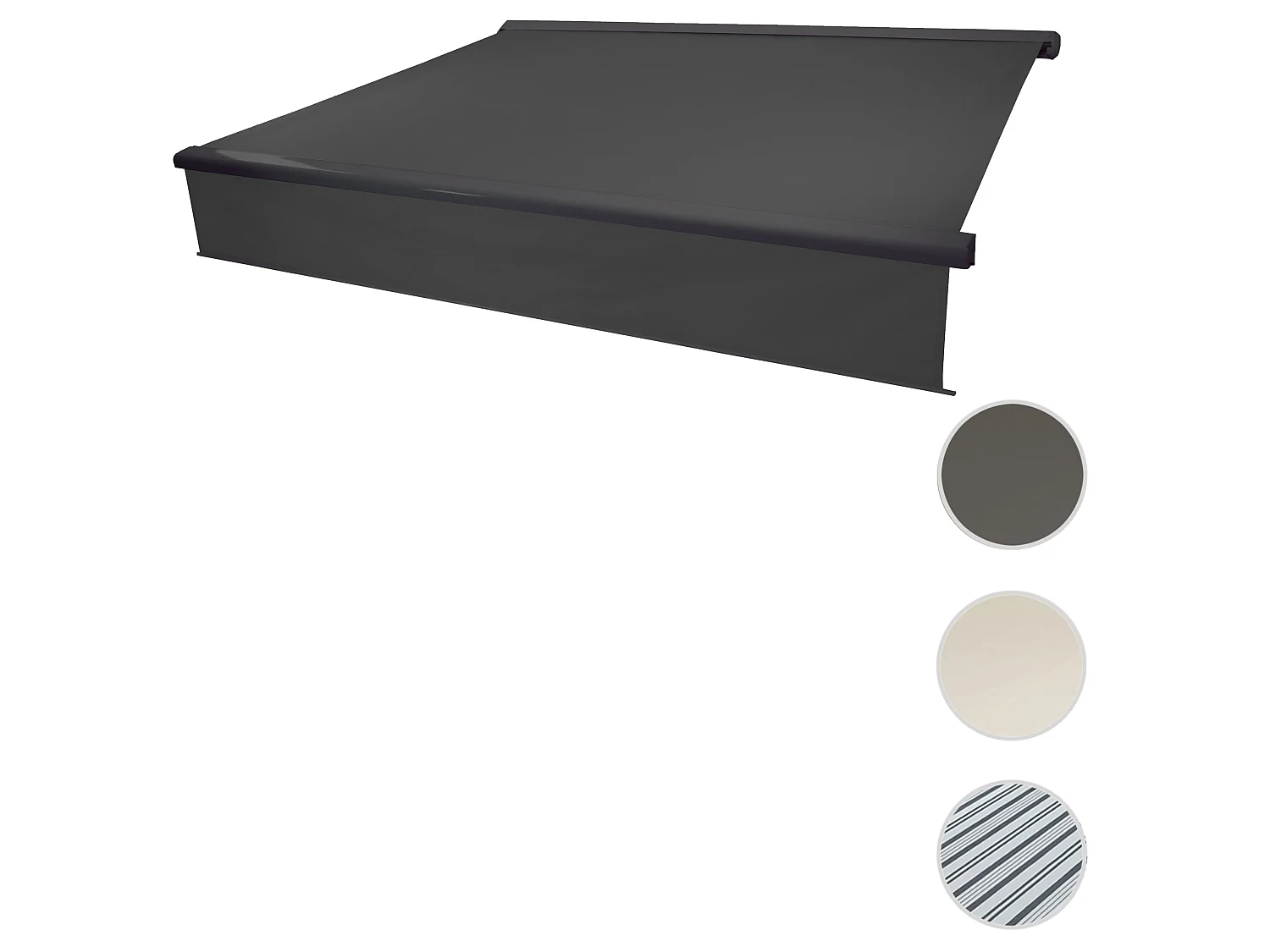 Kassetten-Markise H124 Volant ausfahrbar, Polyester anthrazit, anthrazit