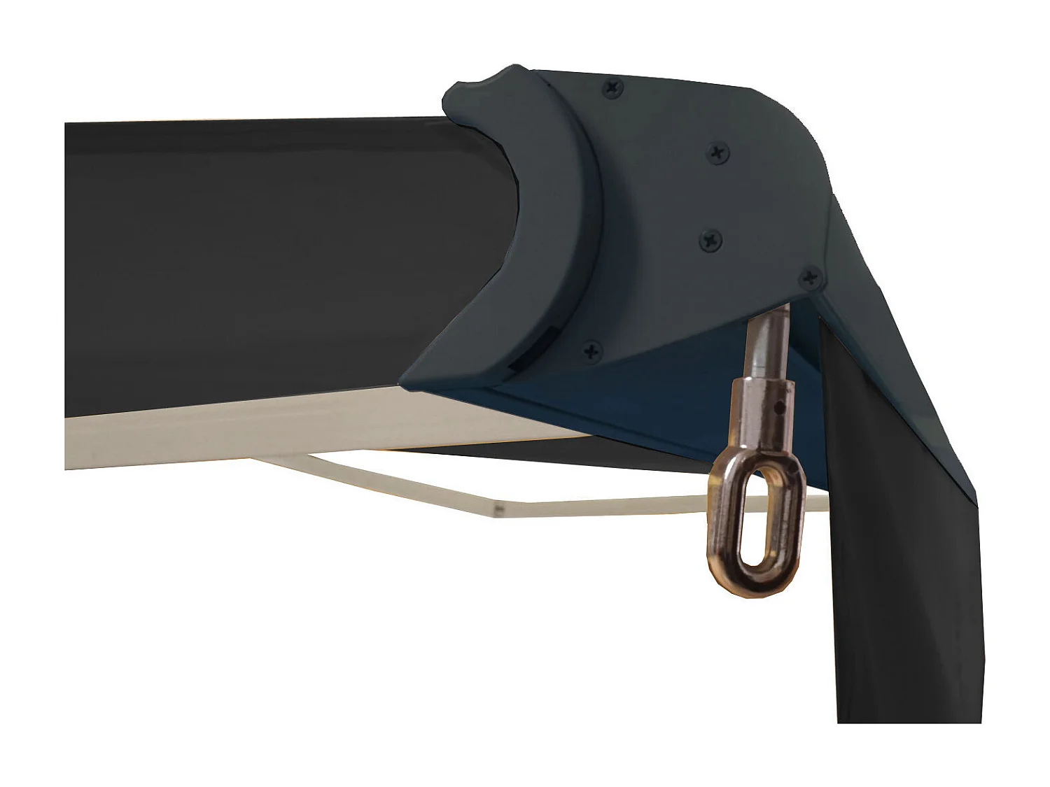 Kassetten-Markise H124 Volant ausfahrbar, Polyester anthrazit, anthrazit