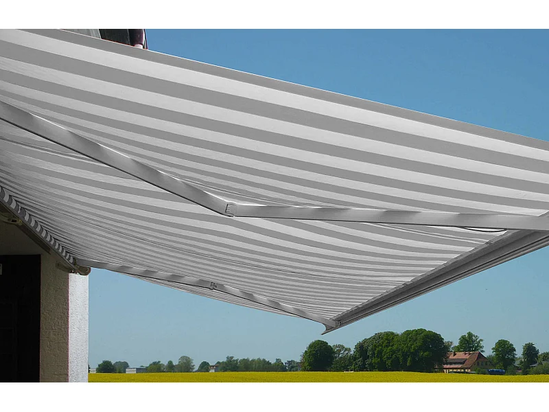 Elektrische Kassettenmarkise H124, Acryl Grau/Weiß