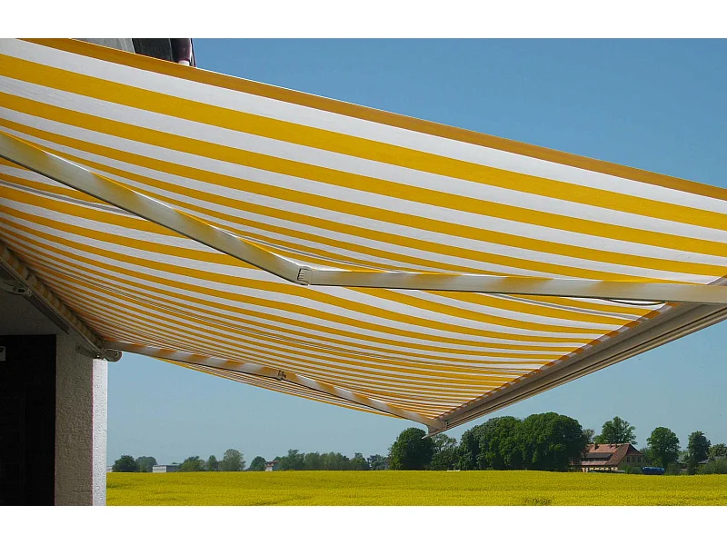 Elektrische Kassettenmarkise H124, Polyester Gelb/Weiß