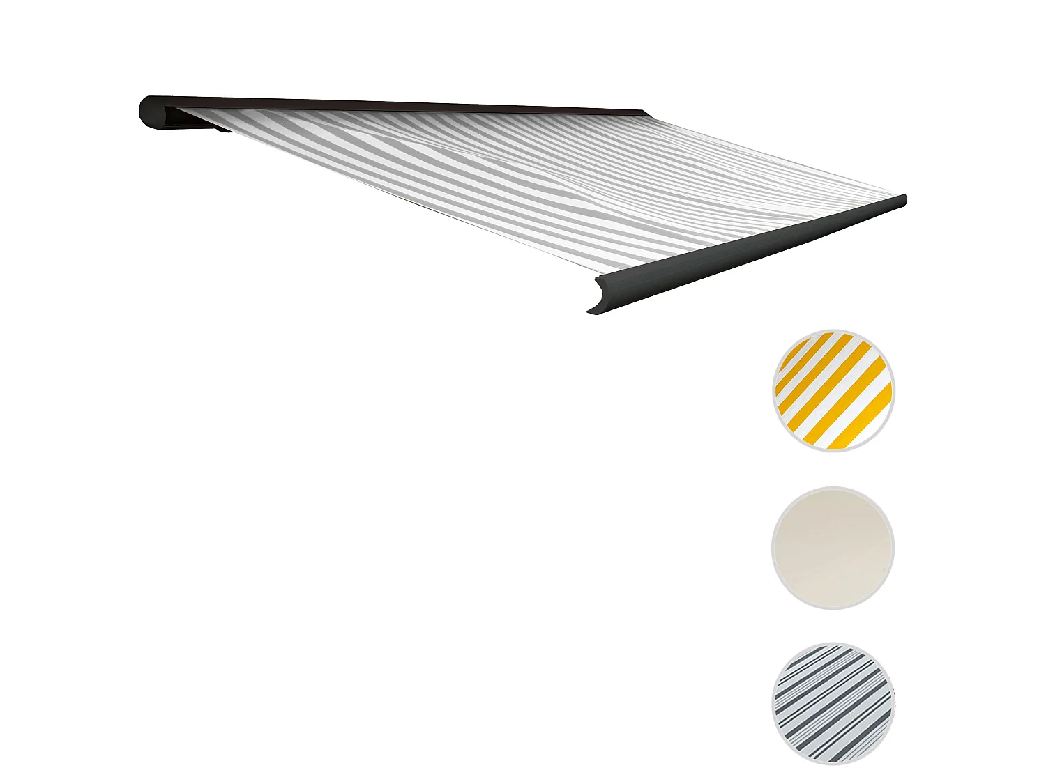 Elektrische Kassettenmarkise H122, Acryl Grau/Weiß, Rahmen anthrazit