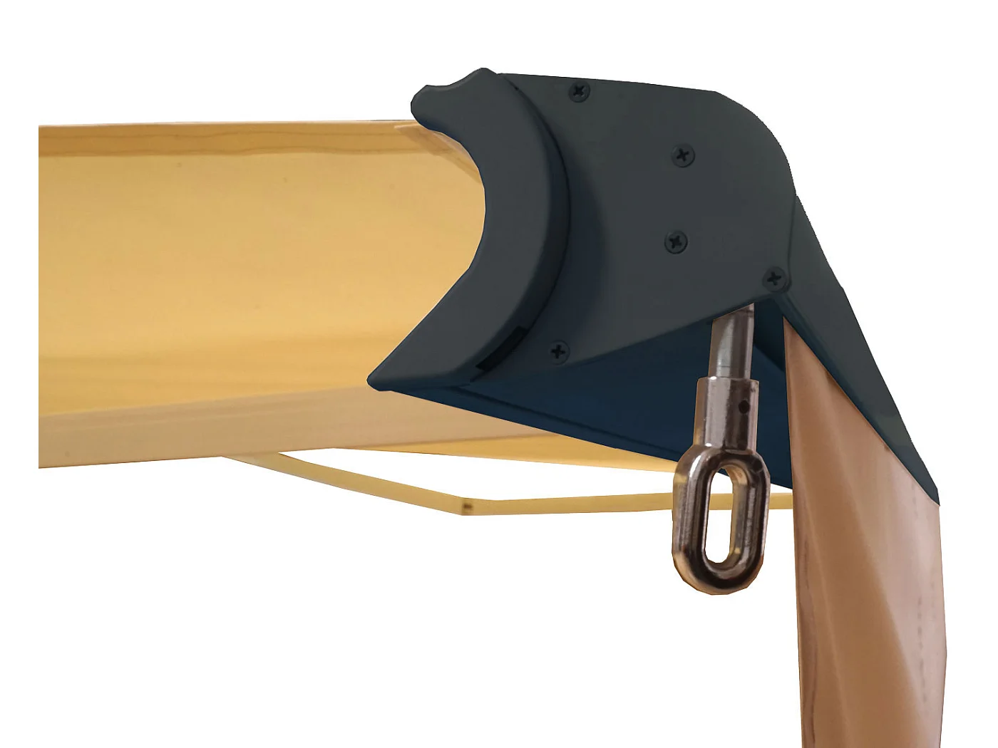 Kassetten-Markise H124 Volant ausfahrbar, Polyester Creme, anthrazit