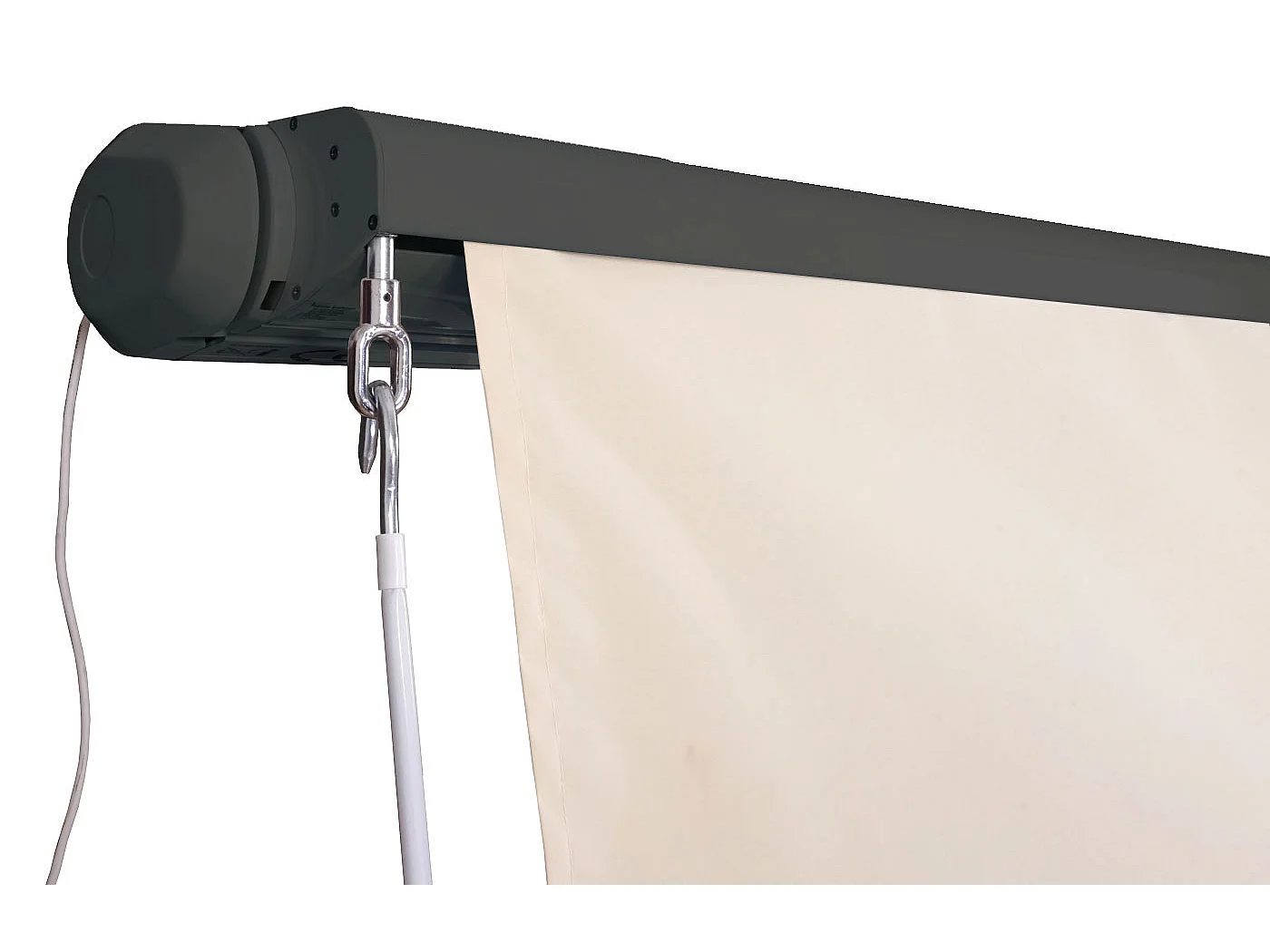 Kassetten-Markise H124 Volant ausfahrbar, Polyester Creme, anthrazit