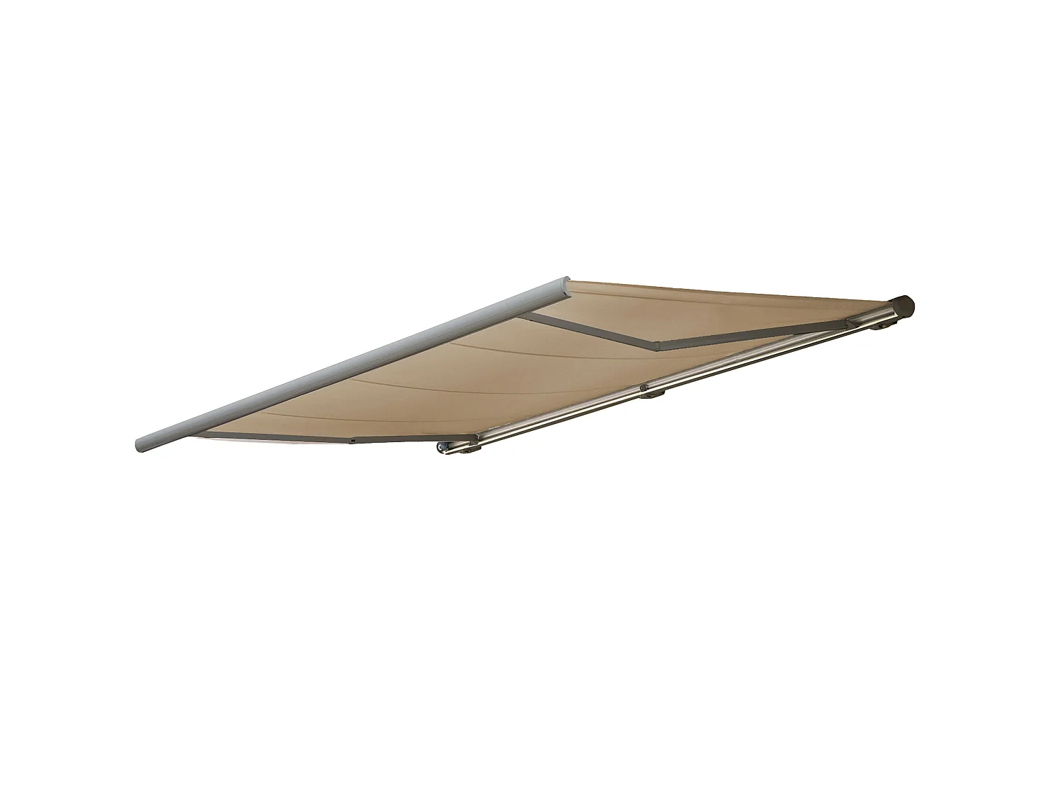 Elektrische Kassettenmarkise H124, Polyester Creme, Rahmen grau