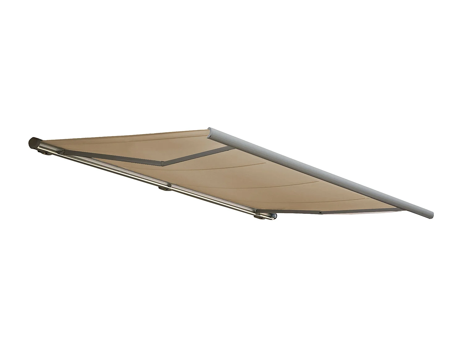 Elektrische Kassettenmarkise H124, Polyester Creme, Rahmen grau