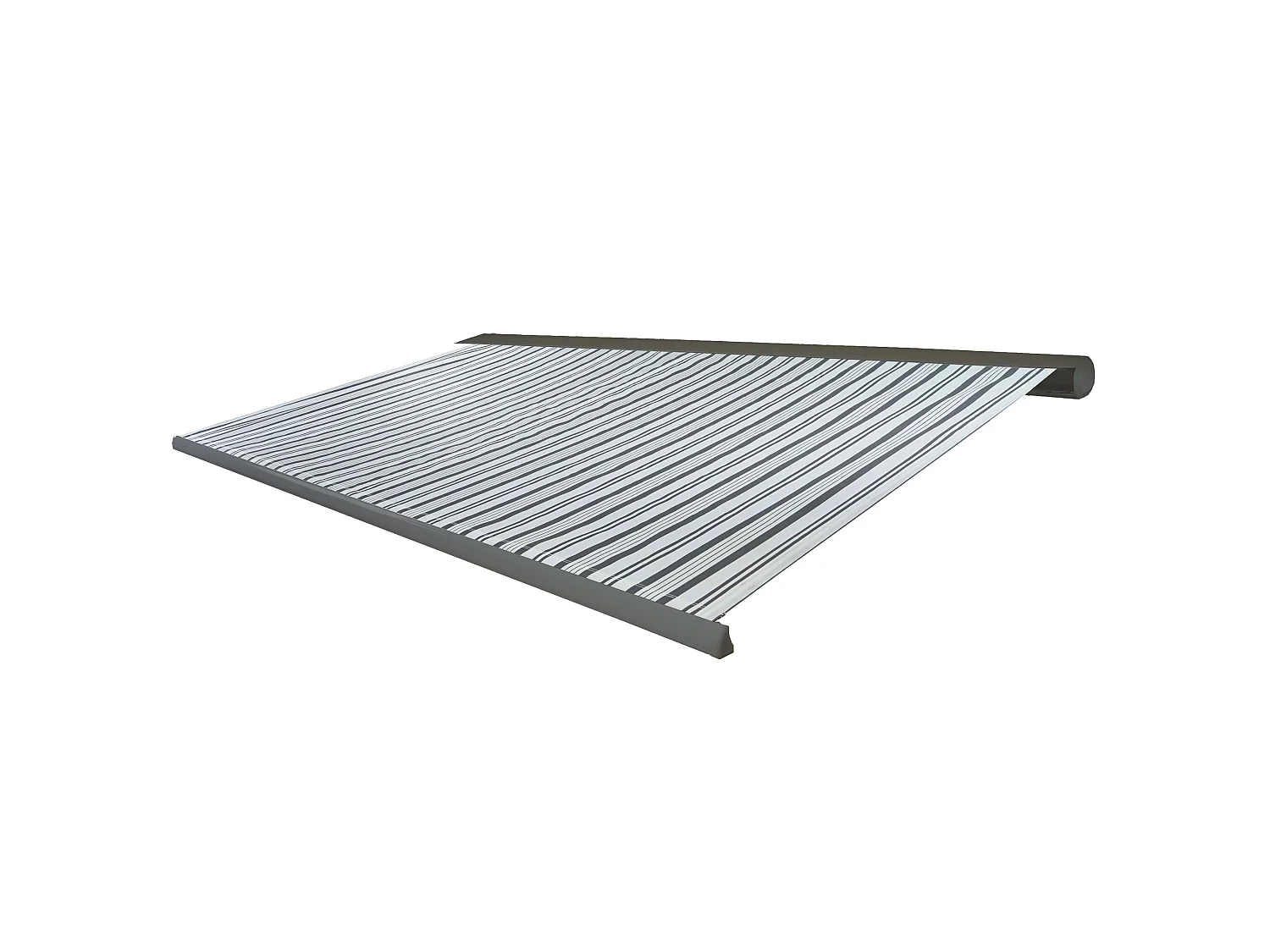 Elektrische Kassettenmarkise H122, Polyester Grau/Weiß, Rahmen grau