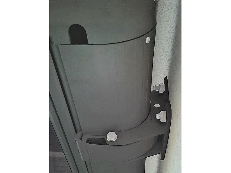 Elektrische Kassettenmarkise H122, Polyester Grau/Weiß, Rahmen grau