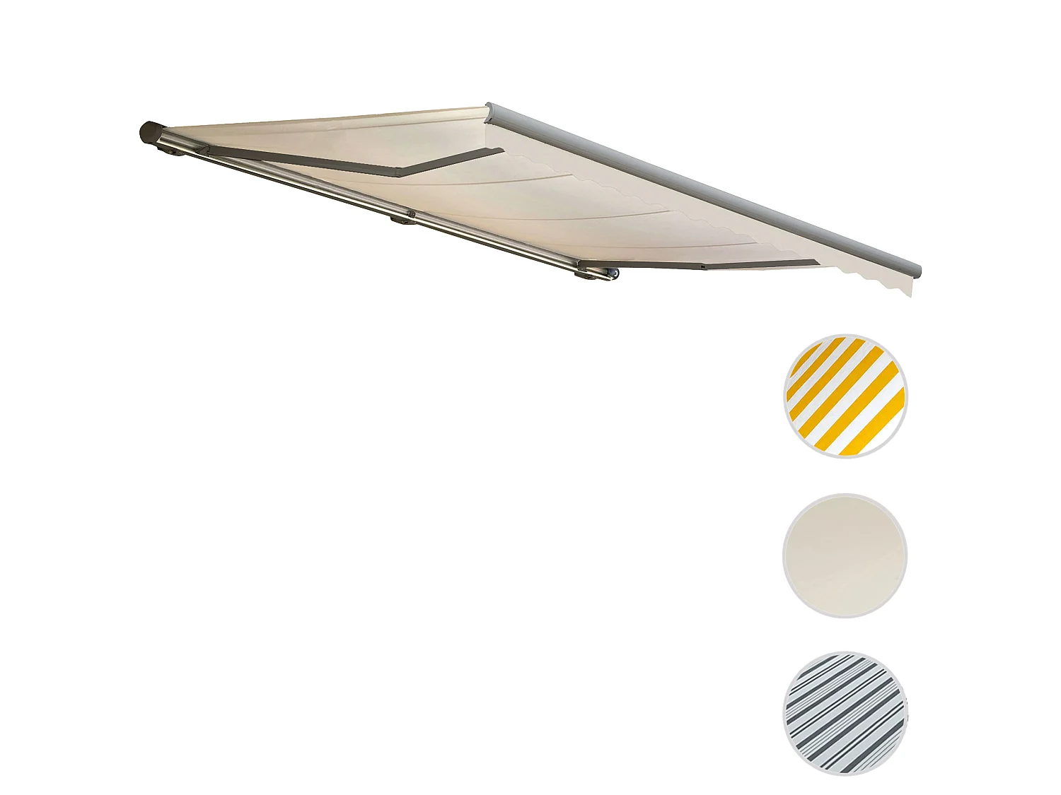 Elektrische Kassettenmarkise H123, Polyester Creme, Rahmen grau