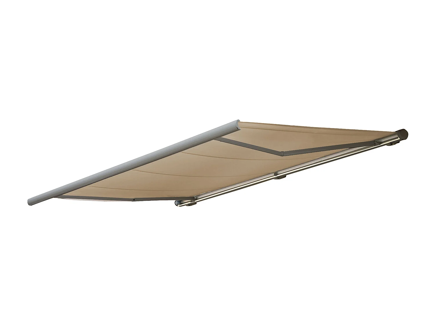 Elektrische Kassettenmarkise H123, Polyester Creme, Rahmen grau