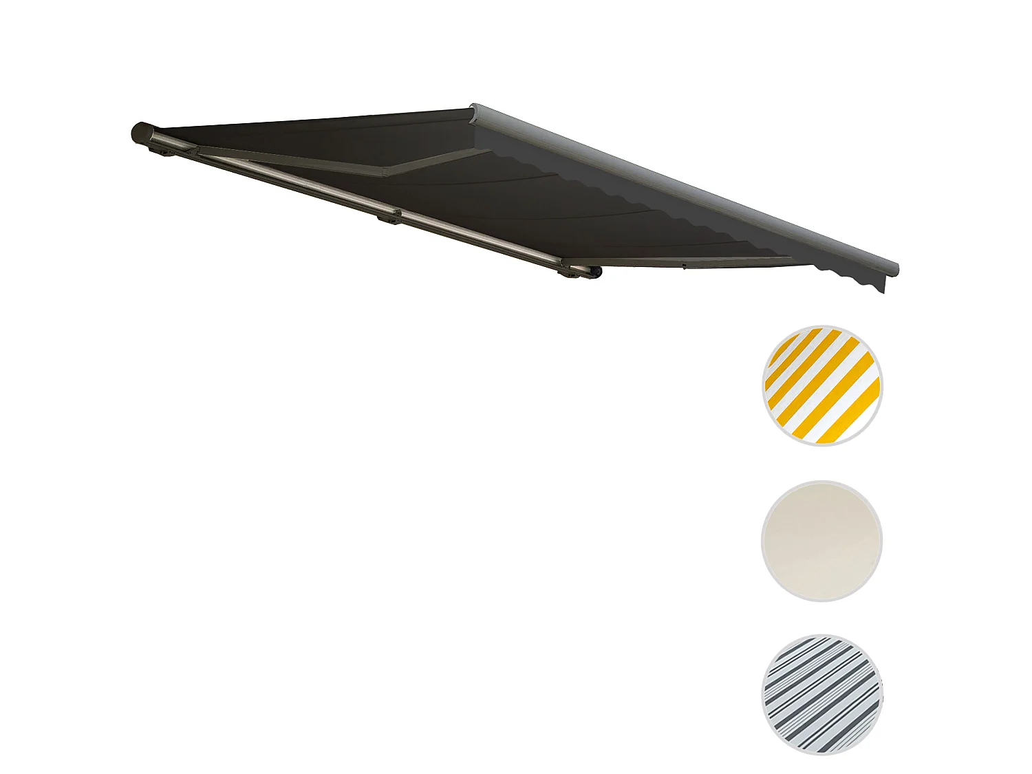 Kassetten-Markise H122 mit Volant, Polyester anthrazit, grau