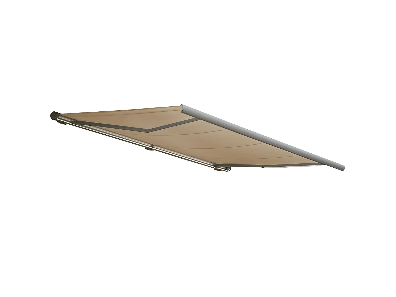 Elektrische Kassettenmarkise H122, Polyester Creme, Rahmen grau