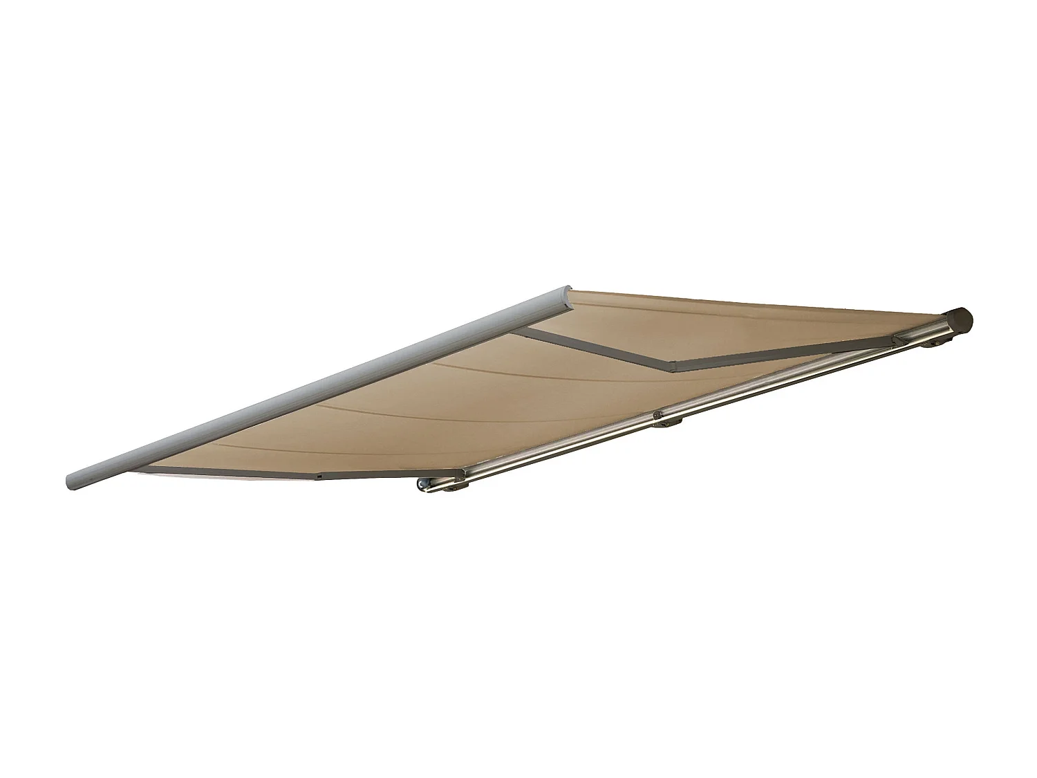 Elektrische Kassettenmarkise H122, Polyester Creme, Rahmen grau
