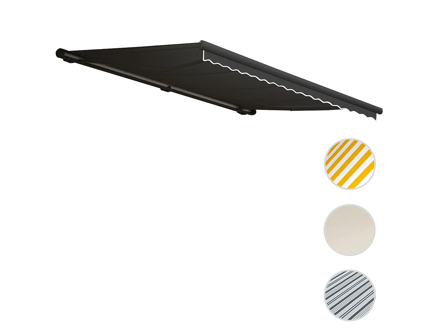 Kassetten-Markise H122 mit Volant, Polyester anthrazit, anthrazit