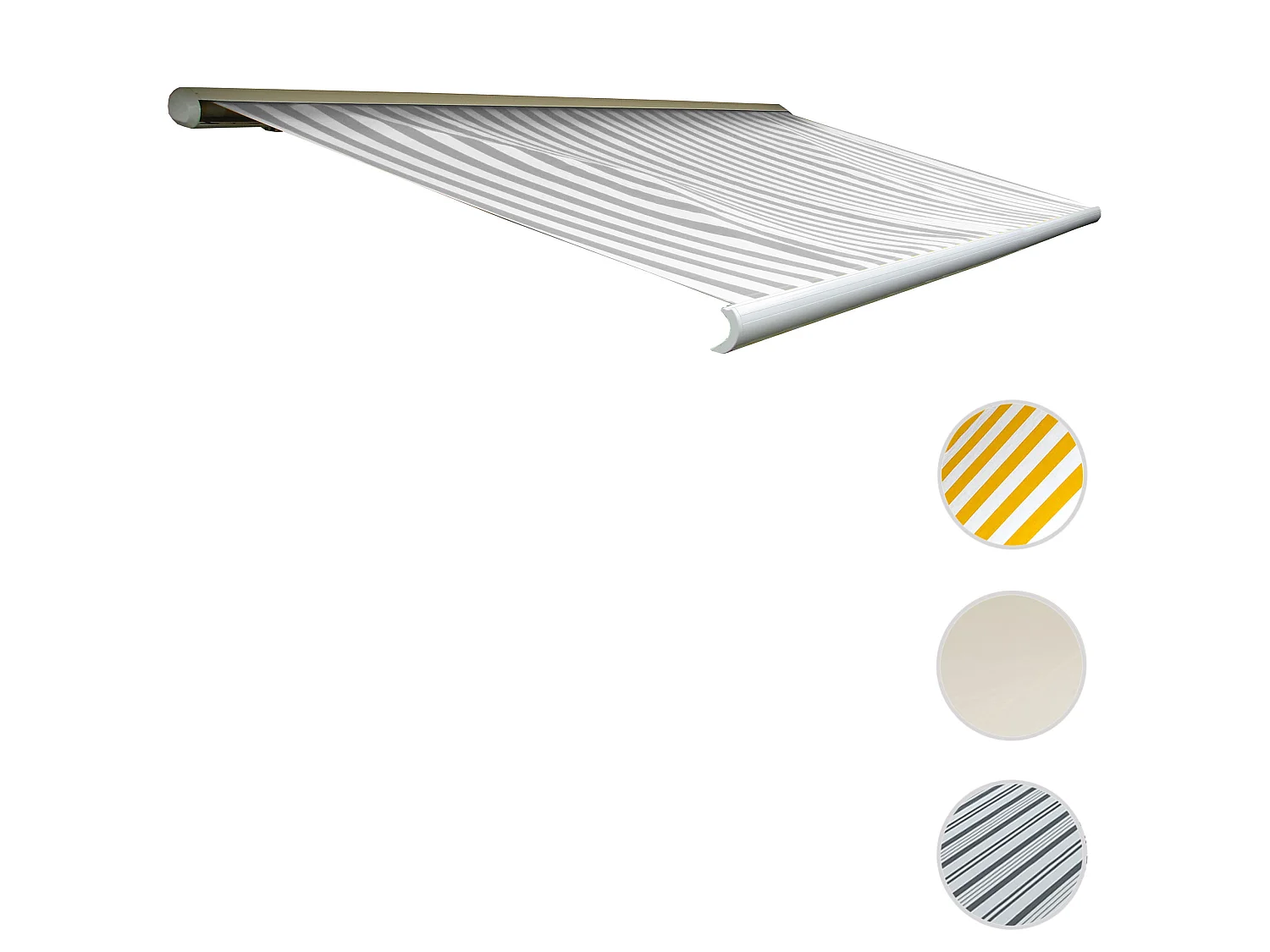 Elektrische Kassettenmarkise H122, Polyester Grau/Weiß