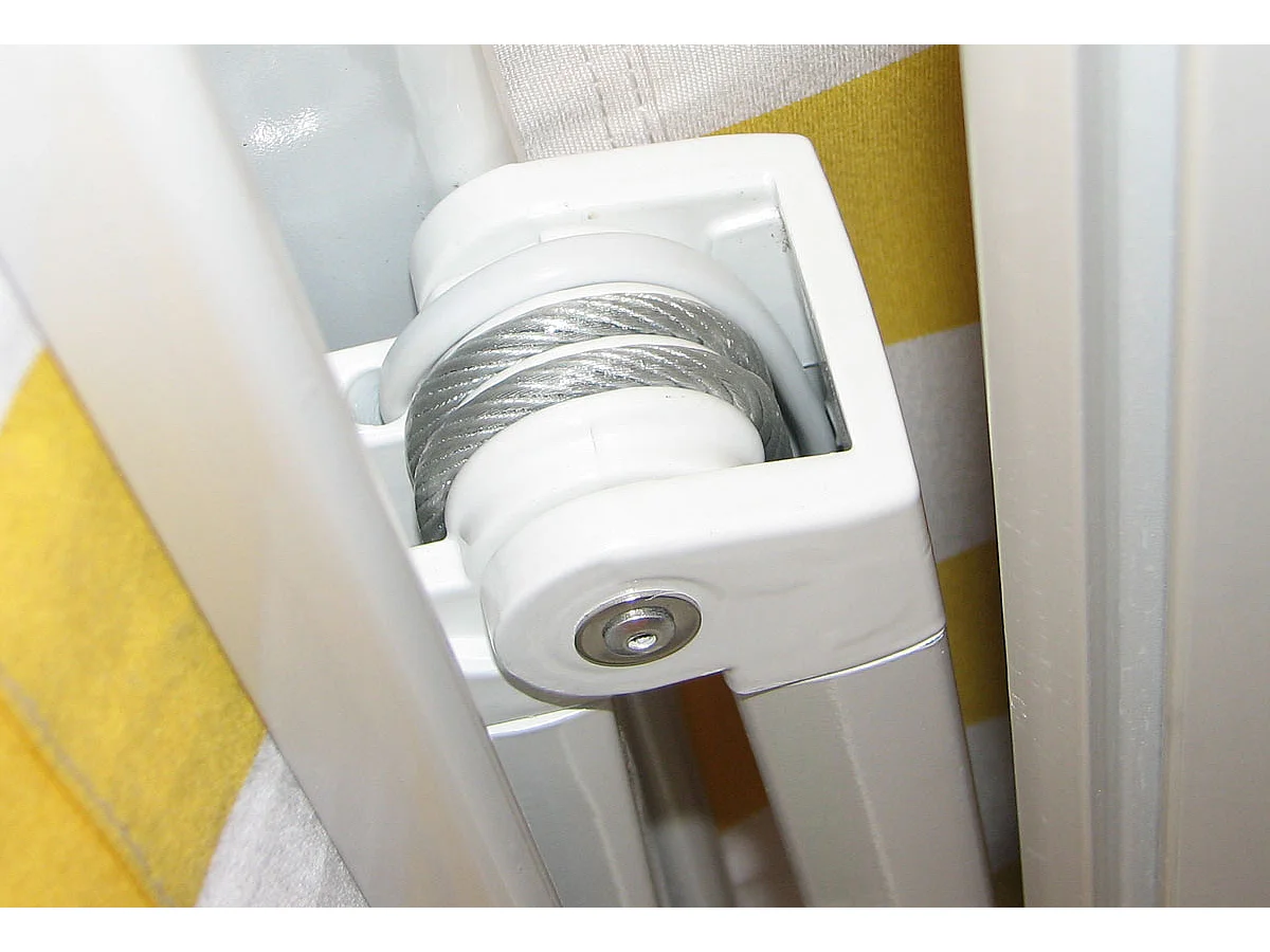 Elektrische Kassettenmarkise H122, Polyester Grau/Weiß