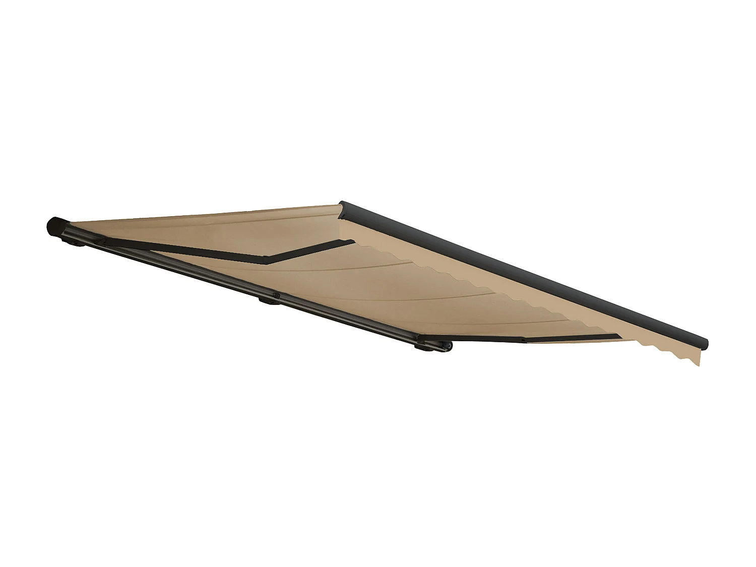 Kassetten-Markise H124 mit Volant, Polyester Creme, anthrazit