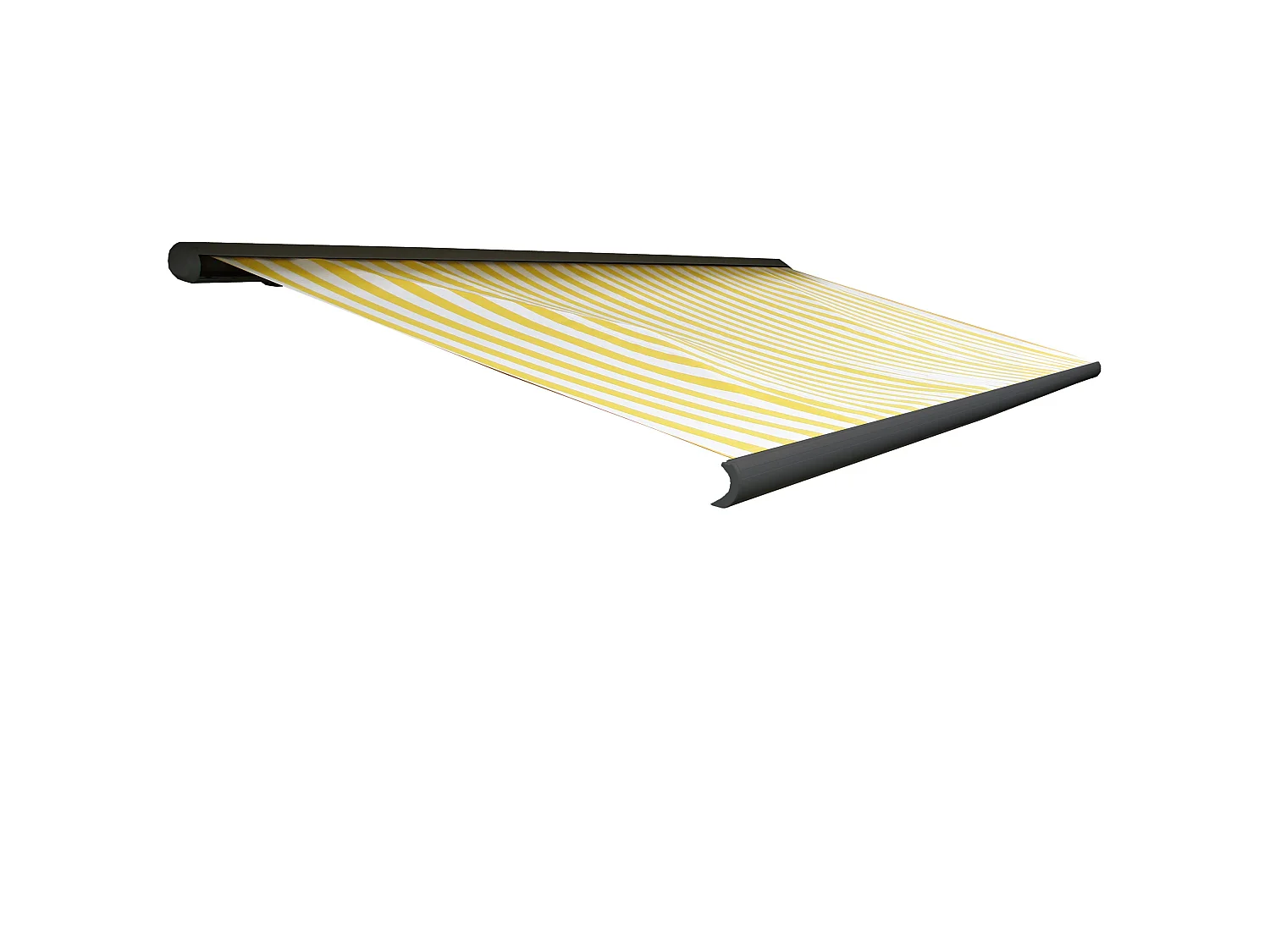 Elektrische Kassettenmarkise H122, Polyester Gelb/Weiß, Rahmen anthrazit