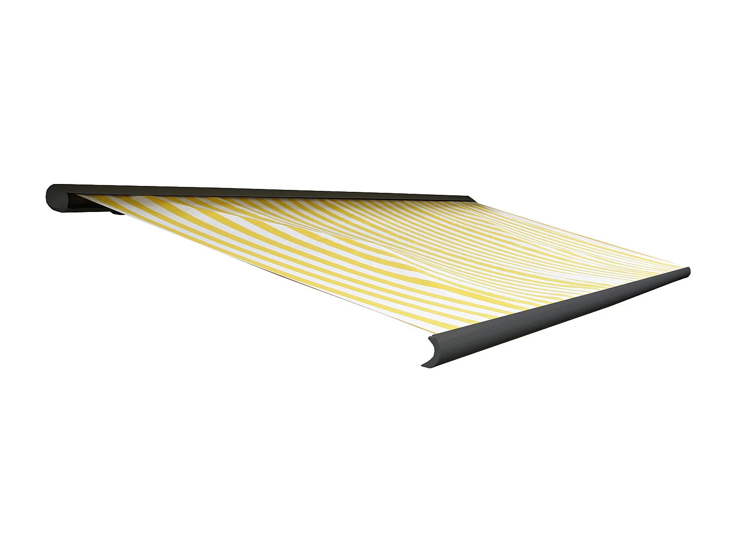 Elektrische Kassettenmarkise H122, Polyester Gelb/Weiß, Rahmen anthrazit