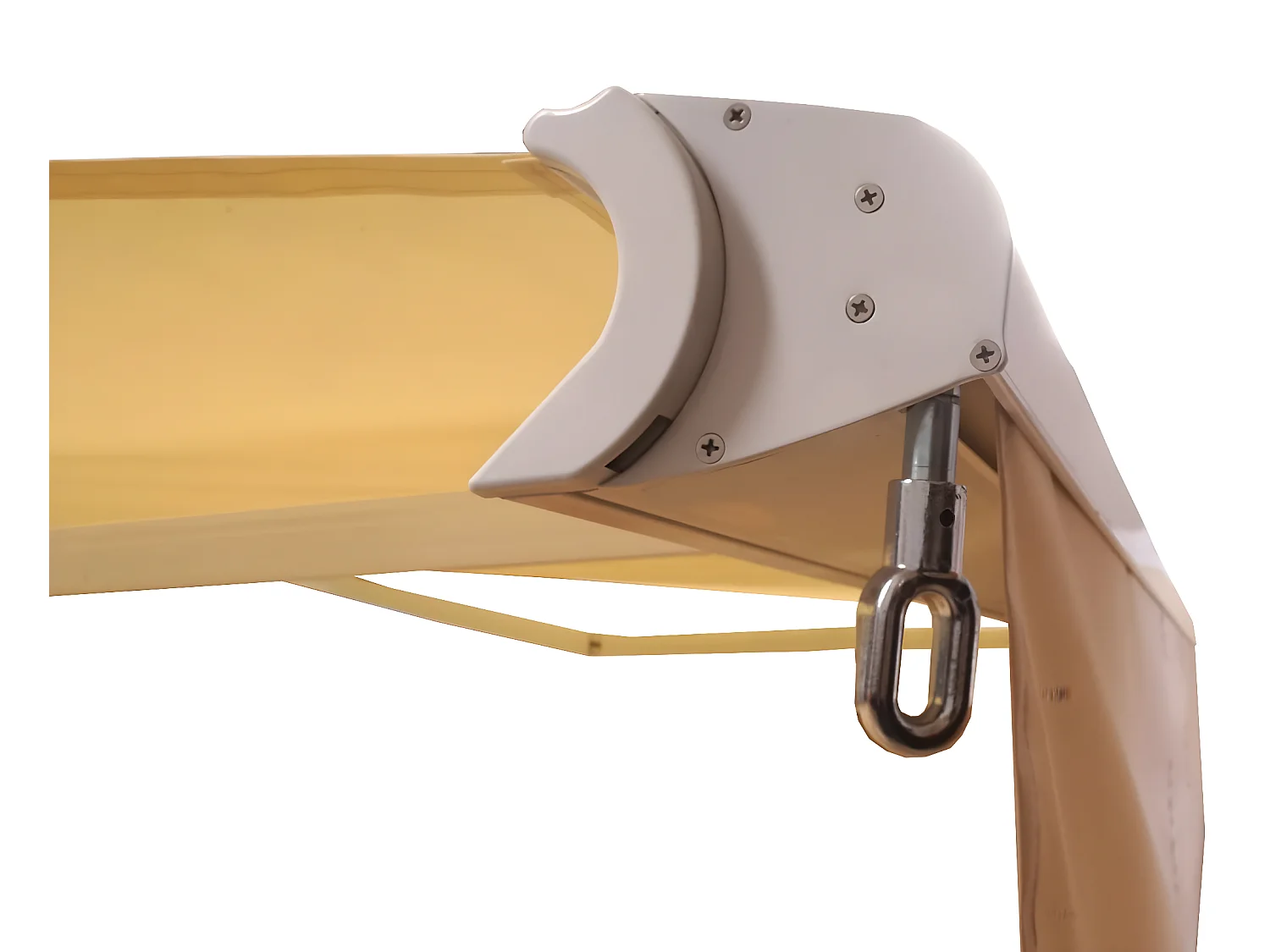 Kassetten-Markise H124 Volant ausfahrbar, Polyester Grau/Weiß