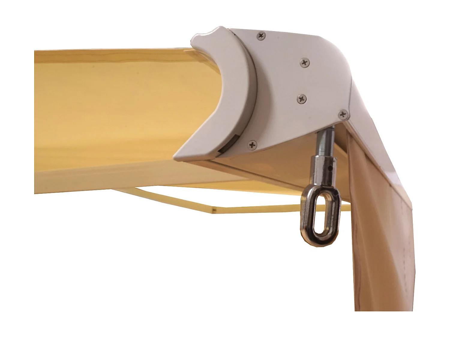 Kassetten-Markise H124 Volant ausfahrbar, Polyester Grau/Weiß