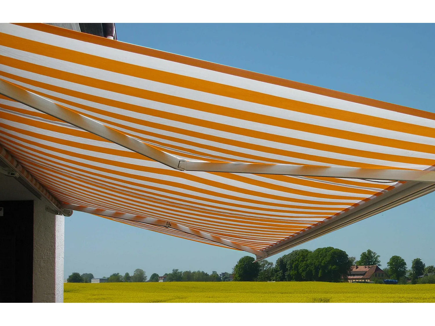 Elektrische Kassettenmarkise H123, Polyester Orange/Weiß