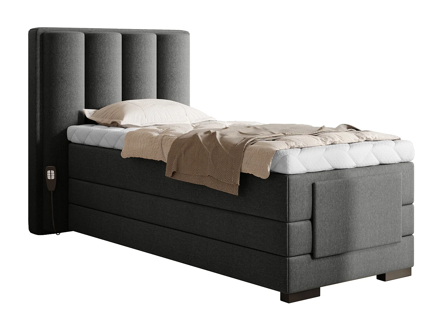 Boxspringbett Theo ESS-90x200/Stoff-Anthrazit