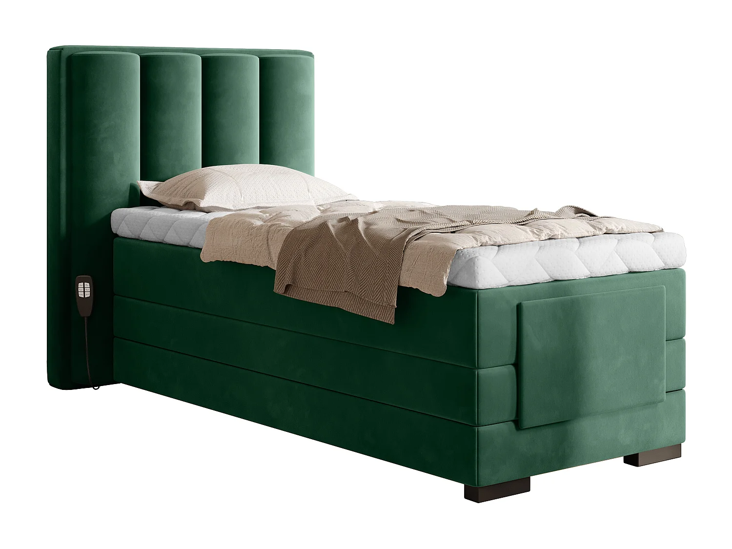 Letto Boxspring Theo ESS/Tessuto-Verde