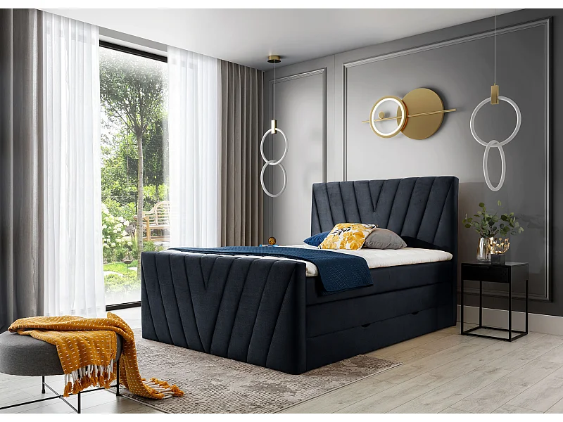 Letto Boxspring Twister L-180x200/Tessuto-Nero