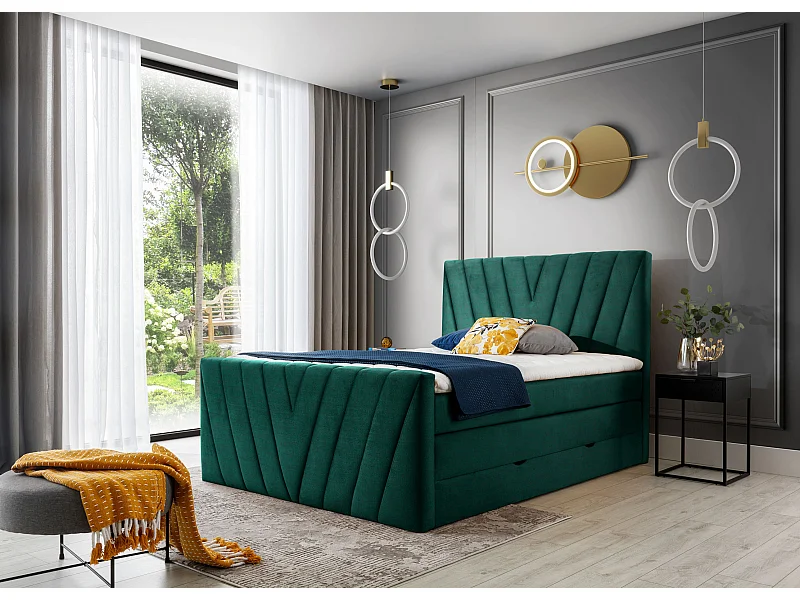Letto Boxspring Twister L-180x200/Tessuto-Verde