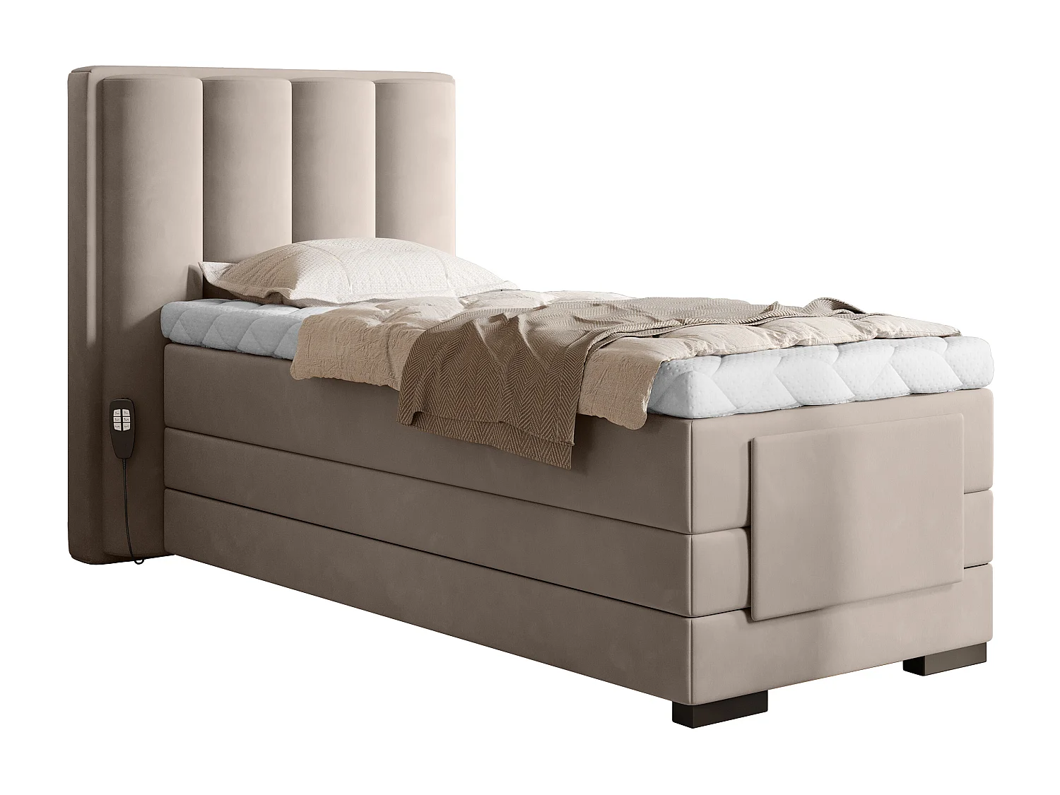 Lit Boxspring Theo ESS-90x200/Tissu-Beige