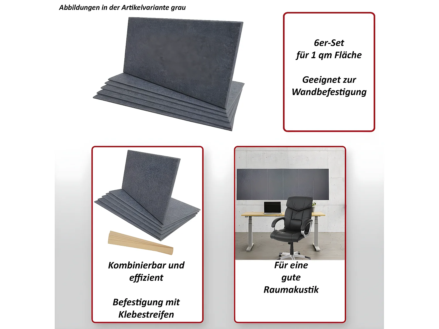 Akustyczny panel ścienny MCW-L52 (zestaw 6 sztuk),  jasnobrązowy
