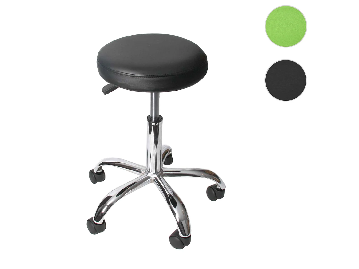 Sgabello regolabile estetista MCW-E47 acciaio ecopelle nero