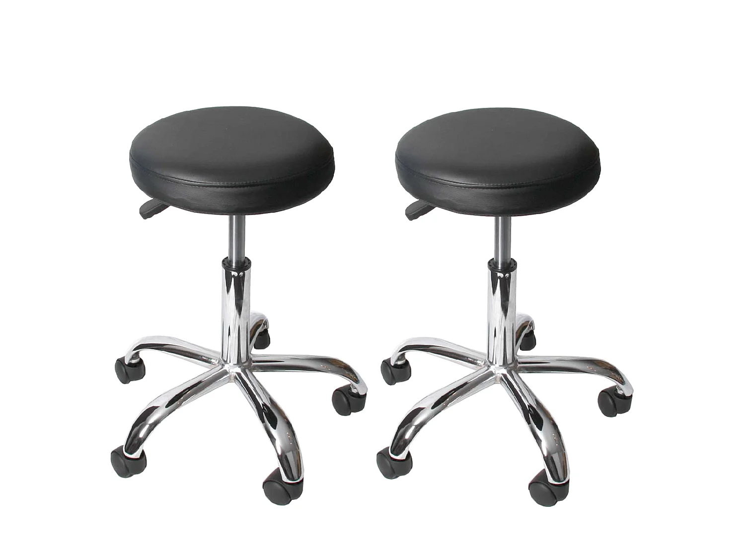Tabouret de travail MCW-E47 avec roulettes,  noir, lot de 2