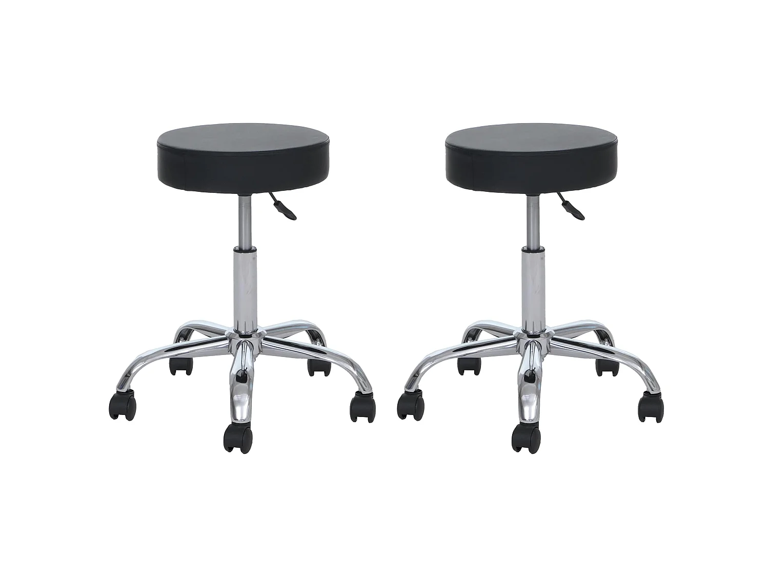 Tabouret de travail MCW-E47 avec roulettes,  noir, lot de 2