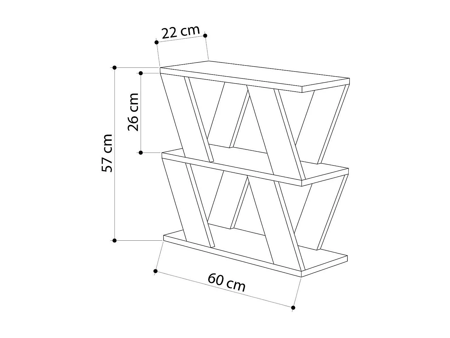 Beistelltisch mit 3 Fächern L60 cm - Lazena