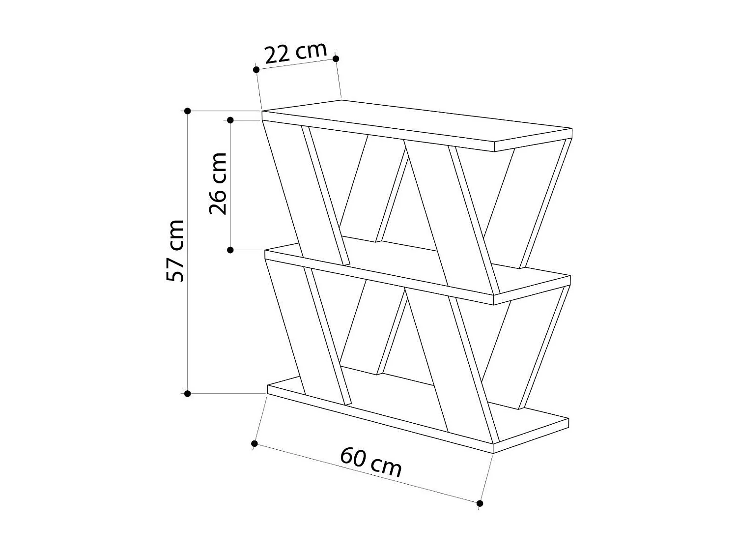 Beistelltisch mit 3 Fächern L60 cm - Lazena