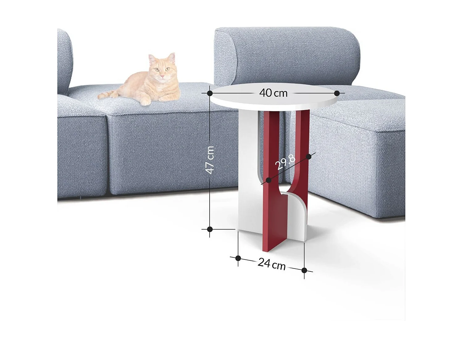 Mesa auxiliar 1 estante L40 cm - Luna