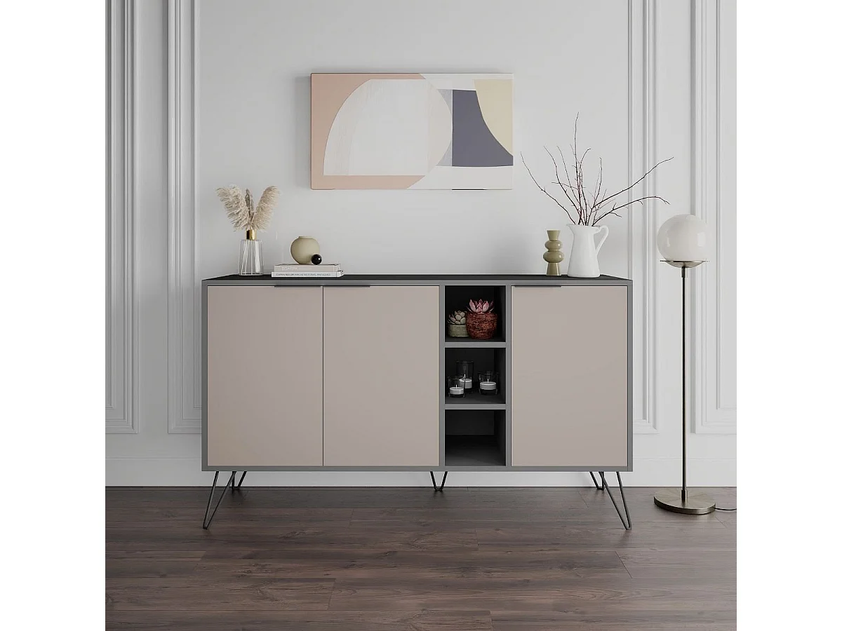 Buffet 3 niches et 3 portes L142 cm - Clara