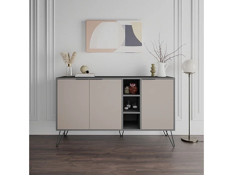 Buffet 3 niches et 3 portes L142 cm - Clara