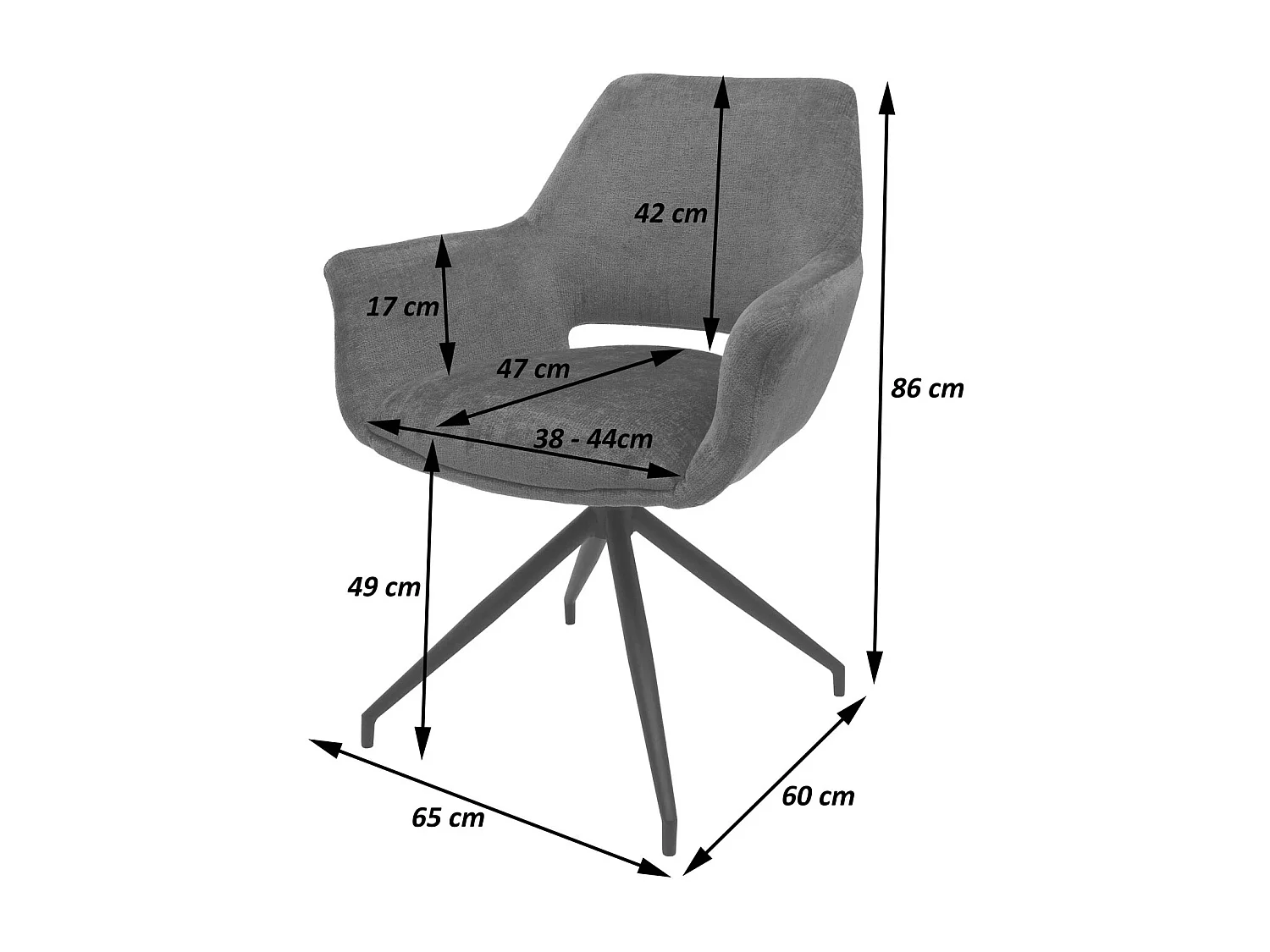 Silla de comedor MCW-M53,  gris-azul