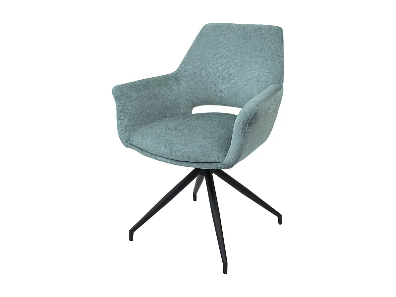 Sedia poltroncina con seduta girevole braccioli MCW-M53 tessuto grigio menta