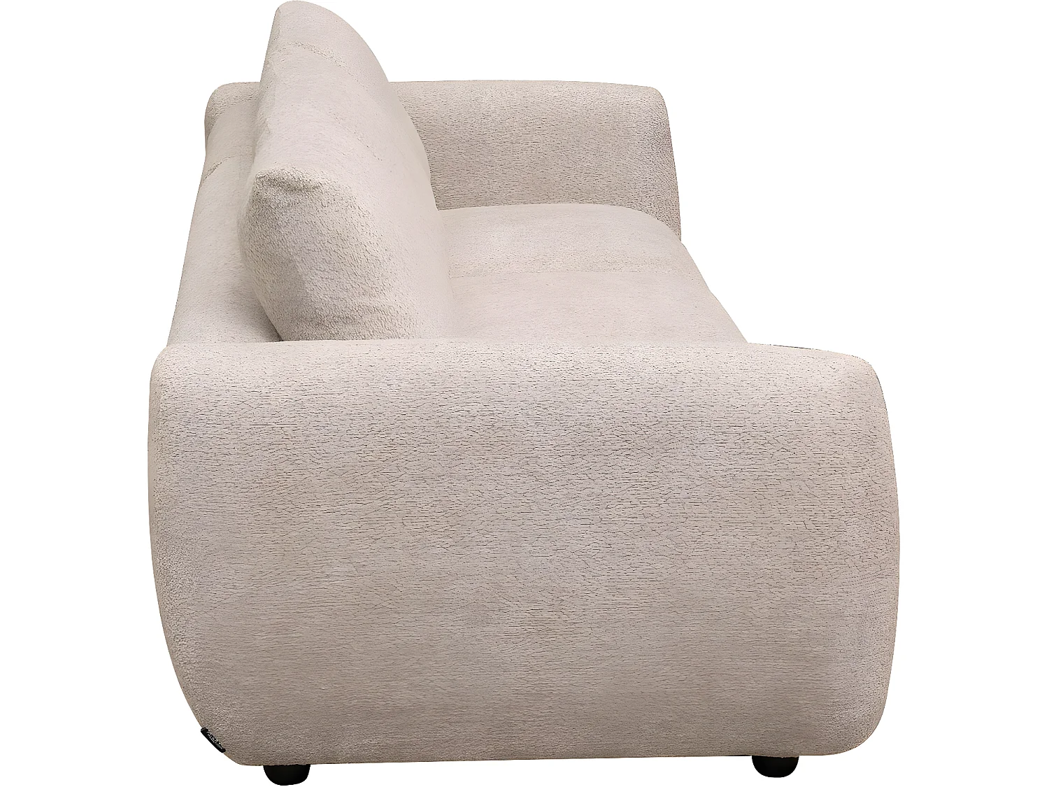 Rechte bank "Saint Germain" met 3 zitplaatsen en bijpassende ottoman in beige bouclé