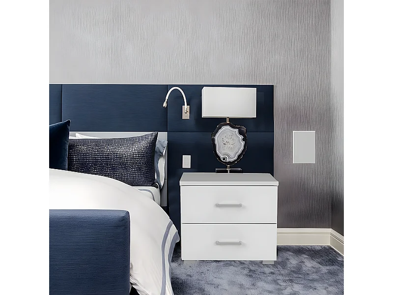 Chevet 2 tiroirs MONZA / Blanc