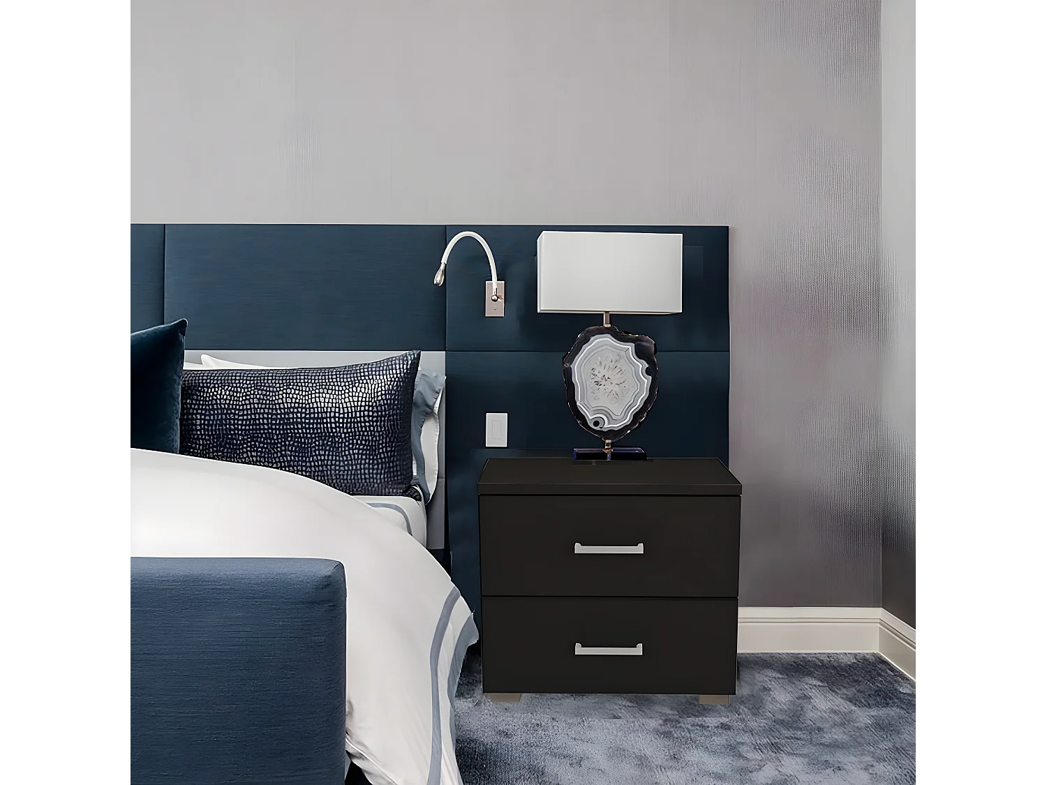 Chevet 2 tiroirs MONZA / Noir
