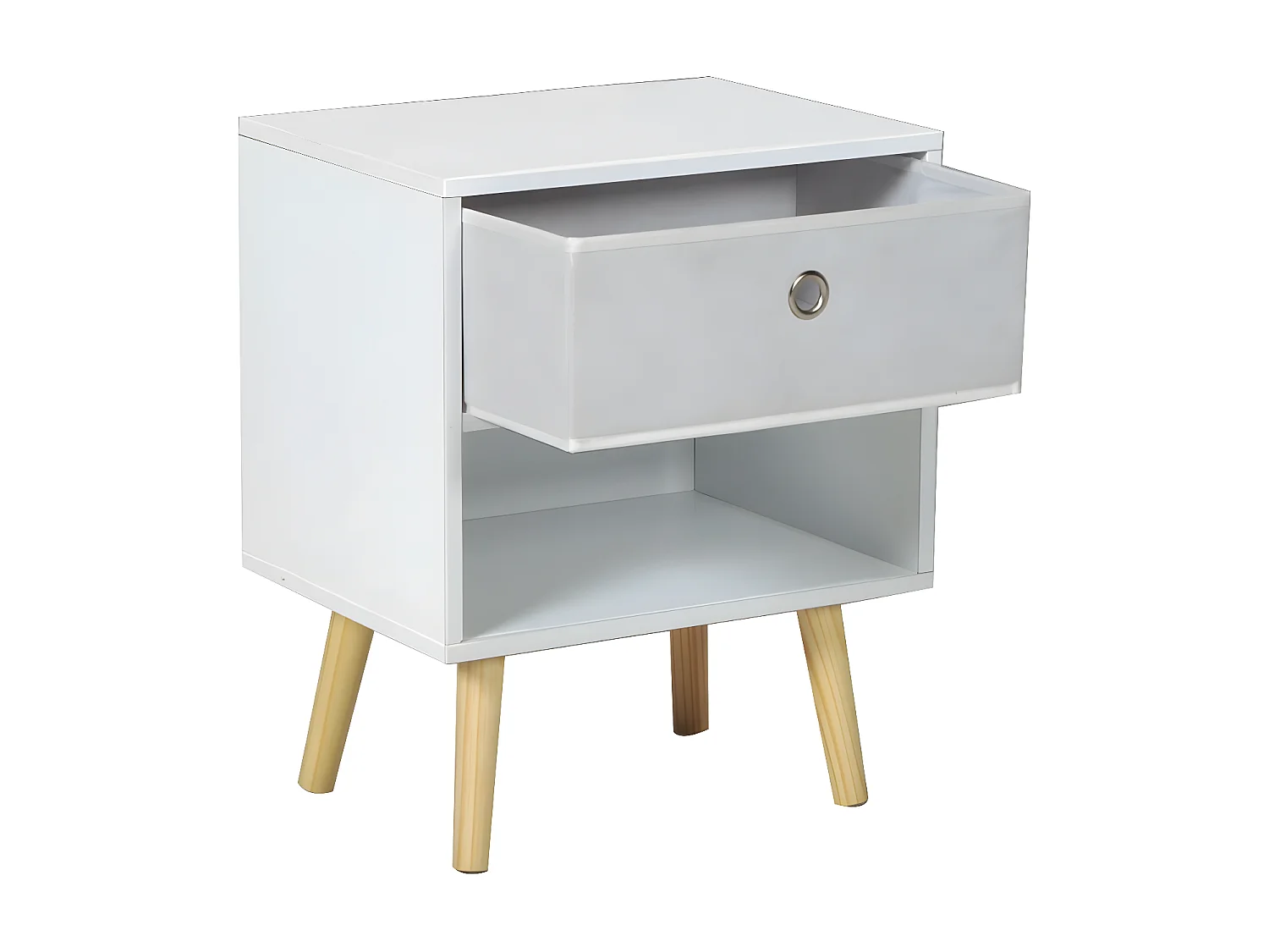 Chevet + 1 tiroir tissu INDIANA / Blanc