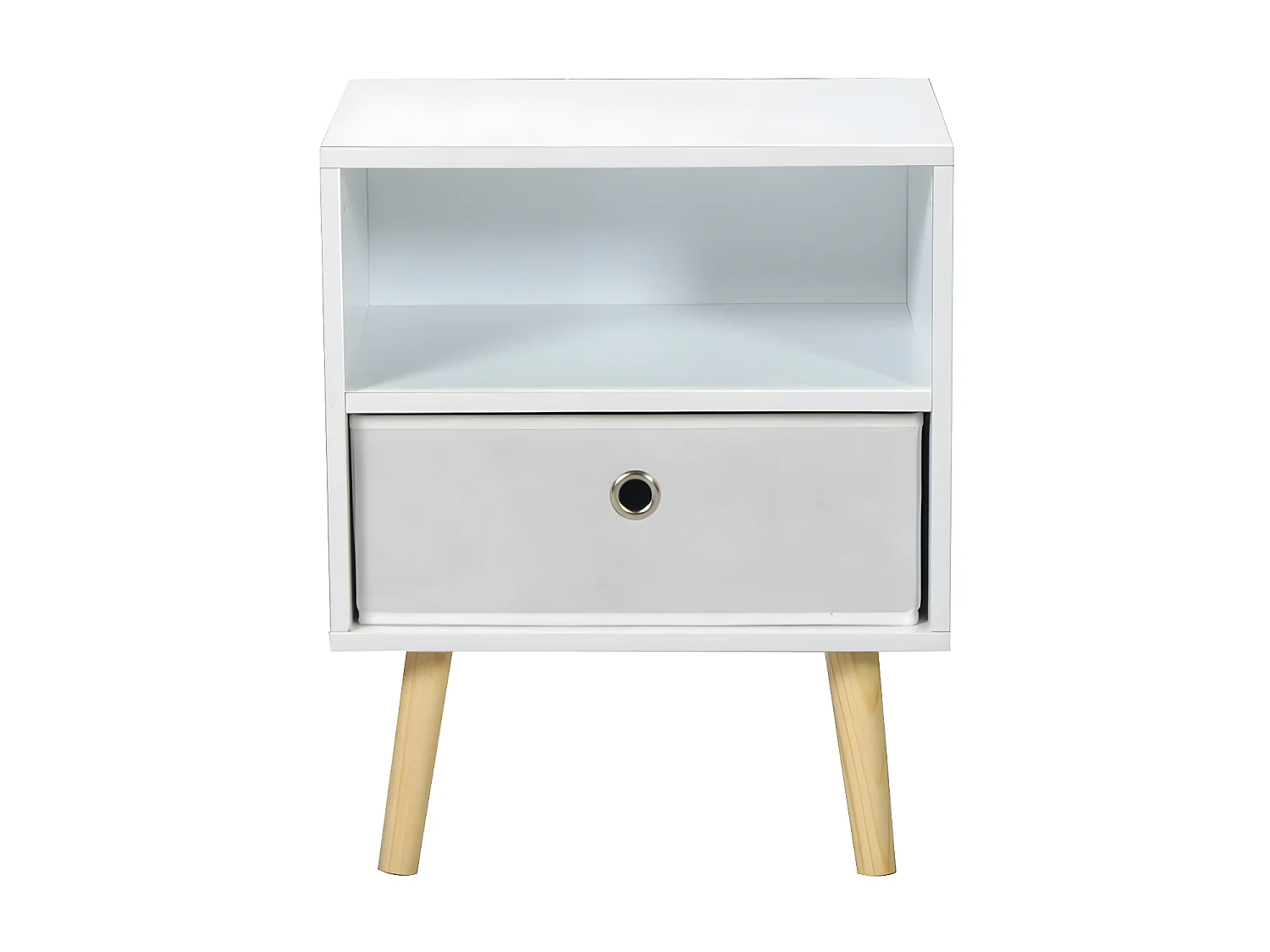 Chevet + 1 tiroir tissu INDIANA / Blanc