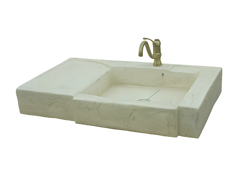 Fregadero de piedra reconstituida con escurridor Arezzo para cocina interior y exterior